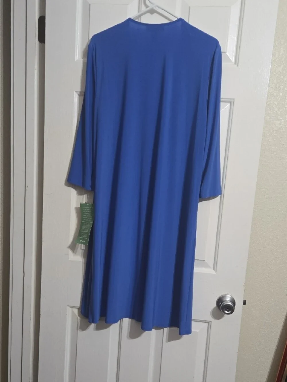 R&M Richards Blue Geometric Midi Dress with Solid Blue Duster